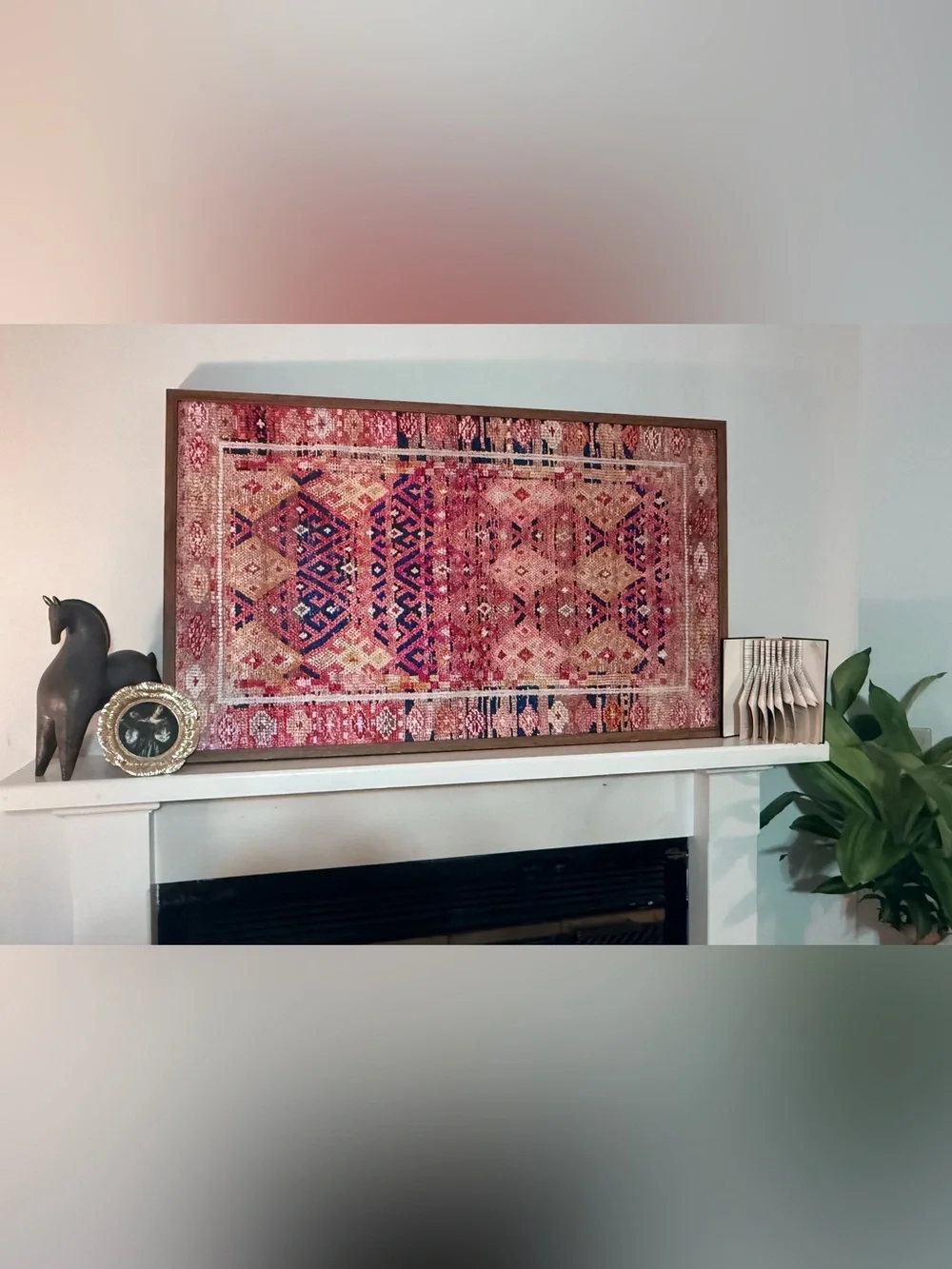 Loloi Large 4x3ft Woven Textile Framed Wall Hanging Tapestry Boho Decor